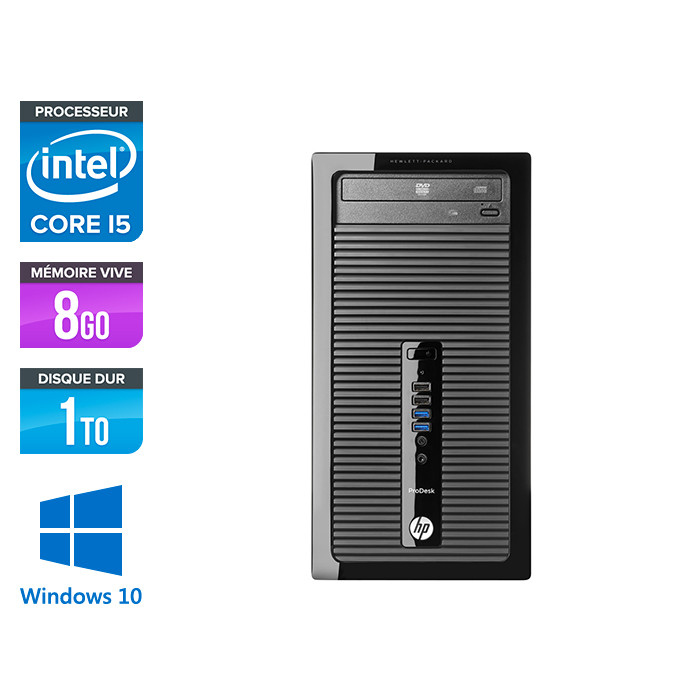 PC de bureau reconditionné HP EliteDesk 400 G1 Tour - i5 - 8Go - SSD 120 Go  + 1To HDD - Windows 10 + Écran 24 Viewsonic VA2418-SH - Trade Discount