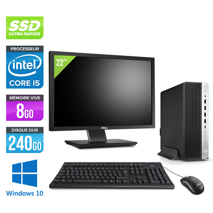 PC de bureau HP EliteDesk 800 G1 SFF reconditionné - i5 - 8Go - SSD 120Go +  1 To HDD - Windows 10 - Trade Discount