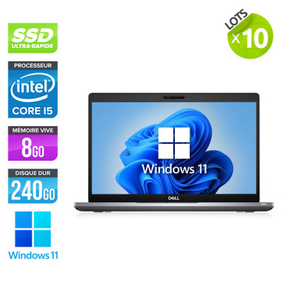Lot de 10 Pc portable - Dell Latitude 5410 reconditionné - i5 10310U - 8Go DDR4 - 240 Go SSD - Windows 11