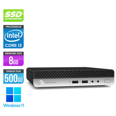 Mini Pc bureau reconditionné - HP ProDesk 400 G4 DM - i3 - 8Go - 500Go SSD - W11