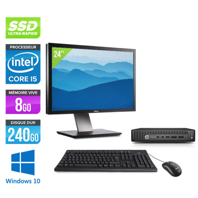 Pack PC reconditionné HP EliteDesk 800 G2 DM - écran 22 - i5 - 8Go - 240Go  SSD - Linux - Trade Discount