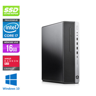 PC bureau gamer reconditionné - HP EliteDesk 800 G3 SFF - i7 - 16Go - 500Go SSD - RX 6400 - W10