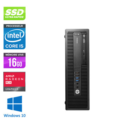 PC bureau gamer reconditionné - HP 800 G2 SFF - i5 - 16Go - 500Go SSD - RX 6400 - W10