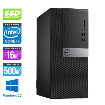 Pc de bureau Dell Optiplex 5040 Tour reconditionné - Intel core i7 - 16Go - SSD 500Go - Windows 10