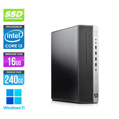Pc de bureau reconditionné - HP EliteDesk 800 G5 SFF - i3 - 16Go DDR4 - 240Go SSD - Windows 11