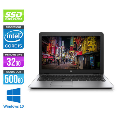Pc portable reconditionné - HP Elitebook 850 G3 - i5 6200U - 32 Go - SSD 500 Go - HD - Windows 10