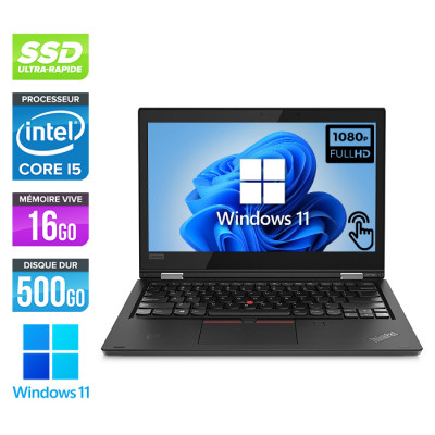 Ultrabook reconditionné - Lenovo ThinkPad L380 Yoga - Intel Core i5-8250U - 16Go de RAM - 500Go SSD - 15,6" Tactile - W11 - État correct