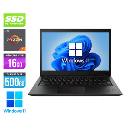 Ultrabook reconditionné - Lenovo ThinkPad T495S - AMD Ryzen 5 PRO 3500U - 16Go - 500Go SSD - Windows 11