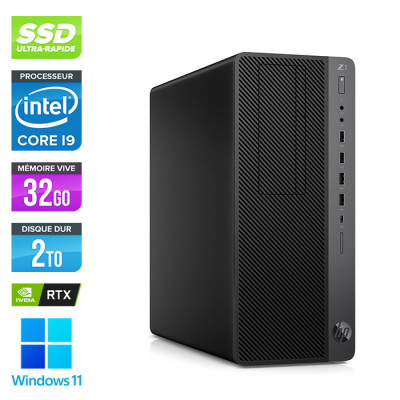 Workstation bureau reconditionnée - HP Z1 Entry Tower G5 - I9-9900 - 32Go - 2 To SSD - Nvidia Quadro RTX 4000 - Windows 11
