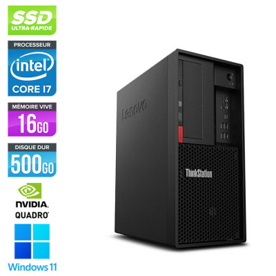 Workstation bureau reconditionnée - Lenovo P330 Tour - Core i7-9700 - 16Go - 500 Go SSD - K2200 - Windows 11