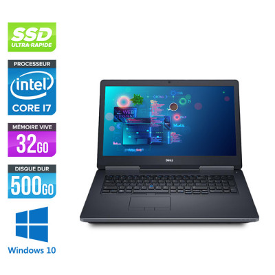 Workstation portable reconditionnée - Dell Precision 7520 - i7 - 32Go DDR4 - 500Go SSD - NVIDIA Quadro M2200M - Windows 10