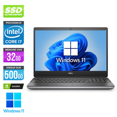 Workstation portable reconditionnée - Dell Precision 7550 - i7 - 32Go DDR4 - 1 To SSD - NVIDIA Quadro T1000 - Windows 11